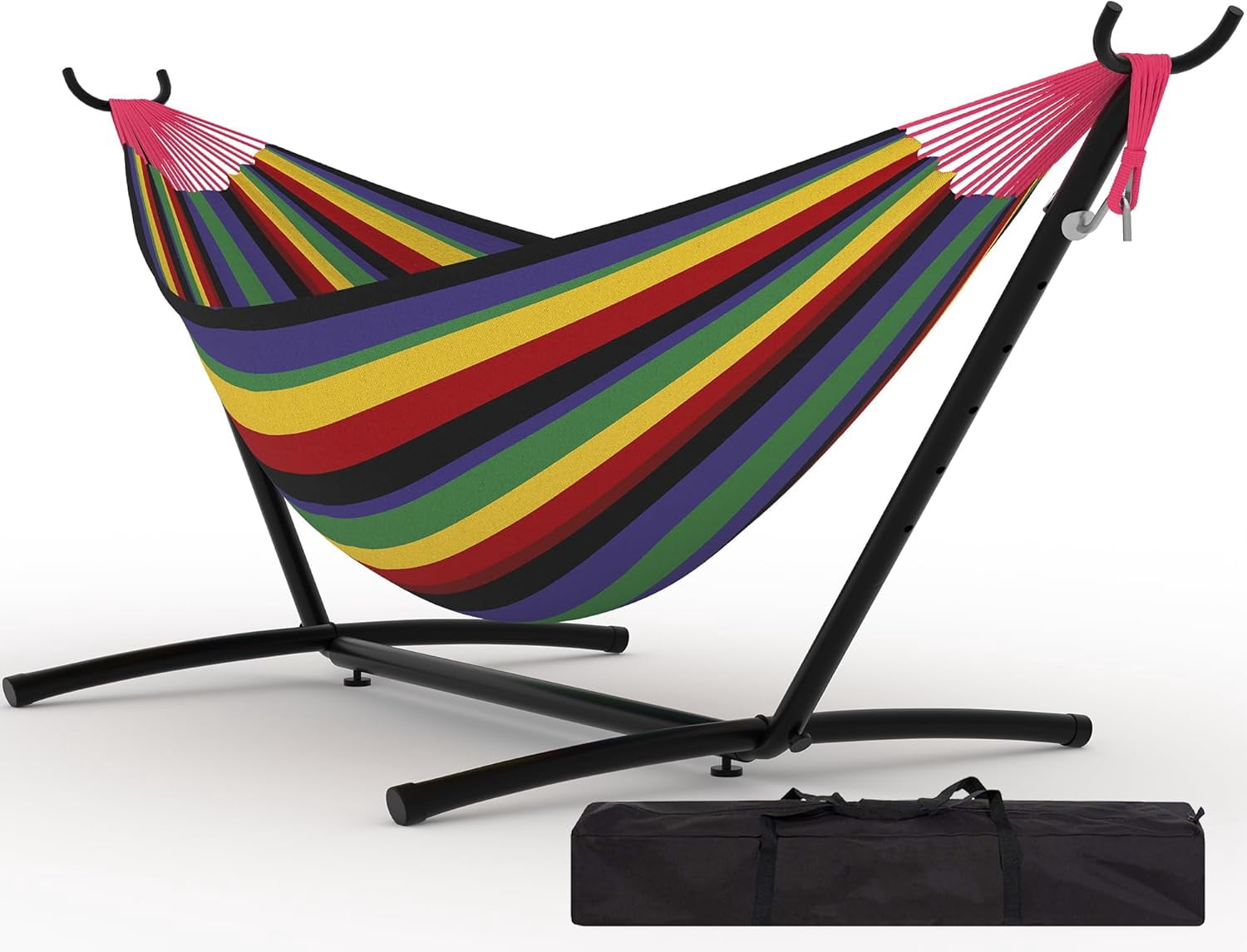 IdealHouse 2 Person Hammocks with Stand for Outside, Double Hammocks Portable Space Saving Heavy-Duty Steel Stand for Indoor Outdoor Patio with Carrying Bag, 450 lbs Capacity