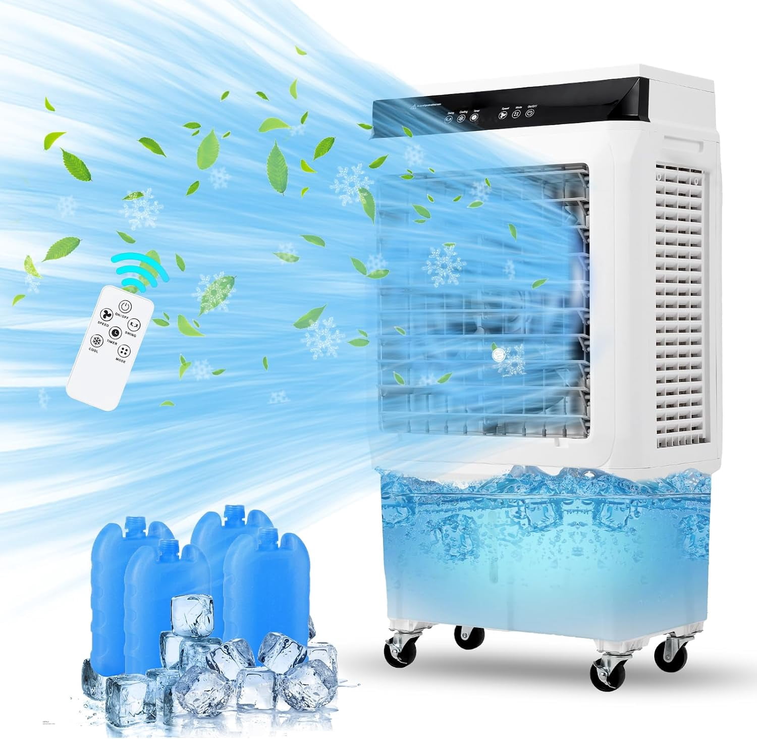 IdealHouse 2100 CFM Evaporative Air Cooler, 8.4 Gallon Swamp Cooler with Remote Control, 3 Speeds, 12h Timer, 3-in-1 Swamp Cooler Air Conditioner, Portable Air Cooler Fan for Indoor Garage Outdoor