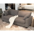 thumbnail image 1 of IdealHouse 3-Seater Sofa Couch, 83" Wide Teddy Velvet Comfy Couch with Deep Seat, Lounge Cozy Sofa for Living Room Apartment Small Space, Dark Gray, 1 of 5
