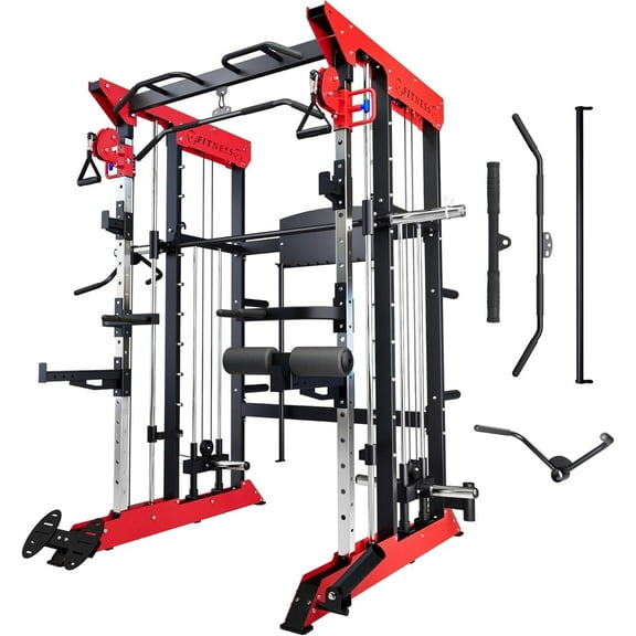 IdealHouse 3600 LBS Power Cage Smith Machine, Multi-Functional All-in-One Power Rack with Cable Crossover, Squat Rack for Home Gym