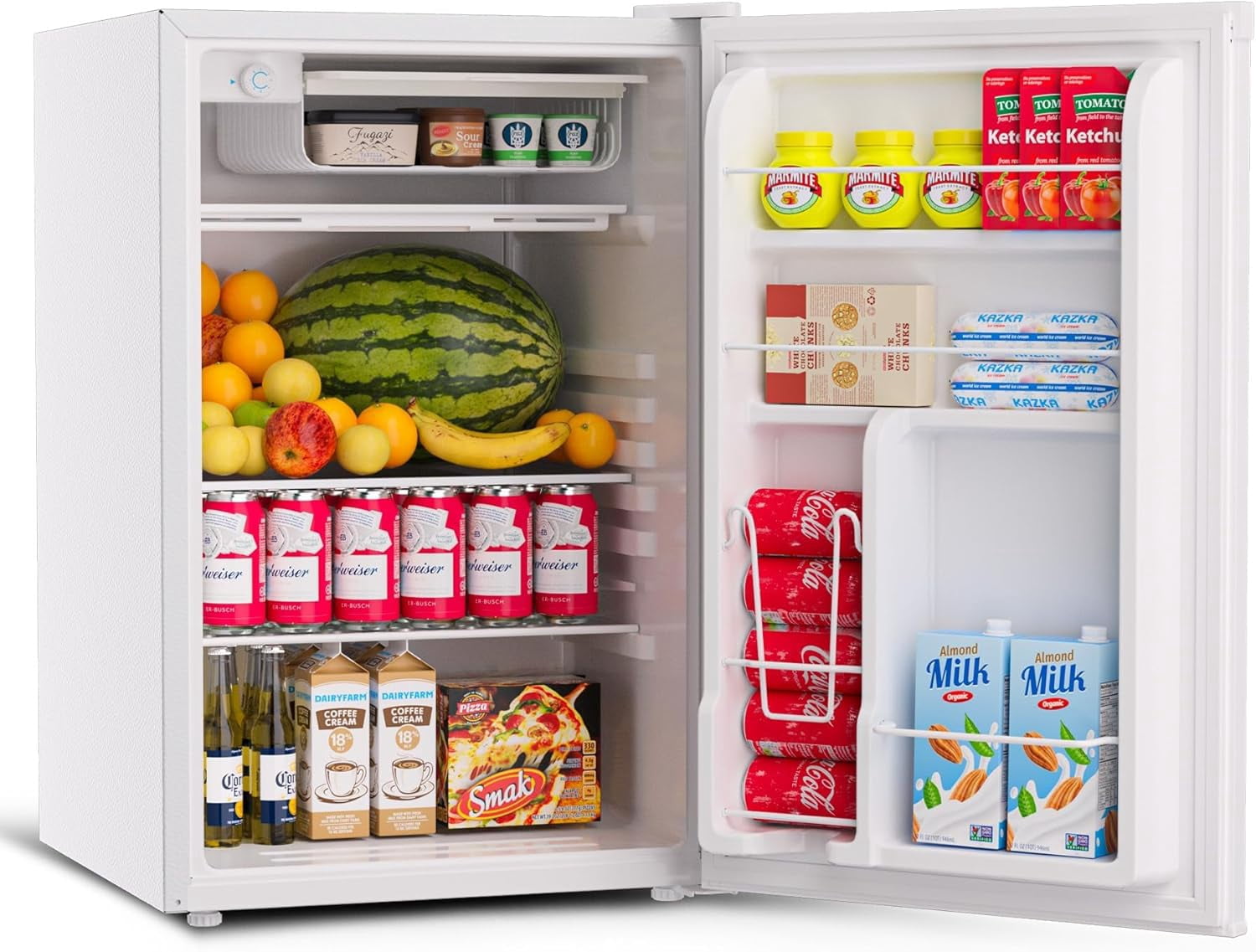 IdealHouse 4.5 Cu.Ft Mini Fridge With Freezer, 127L Dorm Fridge Compact Refrigerator With 2 Removable Shelves, Energy-Efficient Office Refrigerator Quiet Operation, for Bedroom Apartment Kitchen