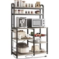 thumbnail image 1 of IdealHouse 6 Tier Kitchen Baker's Rack with Power Outlet, Microwave Stand with Storage Shelves & Wire Basket, Rustic Grey, 1 of 7