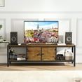 thumbnail image 1 of IdealHouse 65'' TV Stand for TV up to 75 Inches, Entertainment Center with Two Closed Storage Spaces and Open Shelves, Wooden TV Cabinet for Living Room, Bedroom, Brown, 1 of 1