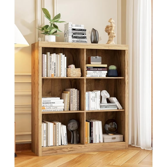 IdealHouse 71" Tall 5-Tier Wooden Open Bookshelf, Freestanding Storage Shelf for Bedroom/Living Room/Home Office, Rustic Oak