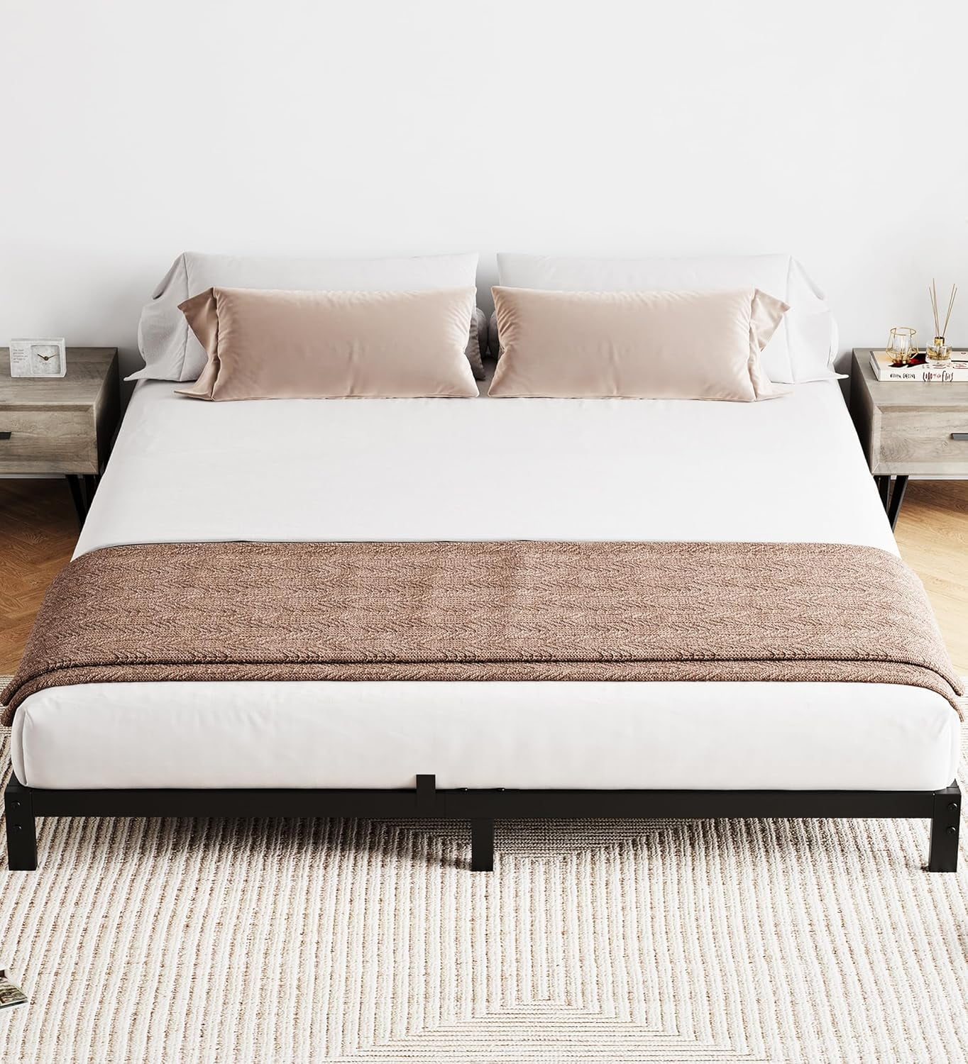 IdealHouse 8 Inch Queen Metal Platform Bed Frame with Under Bed Storage ...