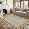 thumbnail image 1 of IdealHouse 9'x12' Washable Kitchen Runner Rug, Non-Slip, Soft Modern Low Pile Checkered Hallway Rug for Bedside, Bathroom, Living Room, Taupe, 1 of 9