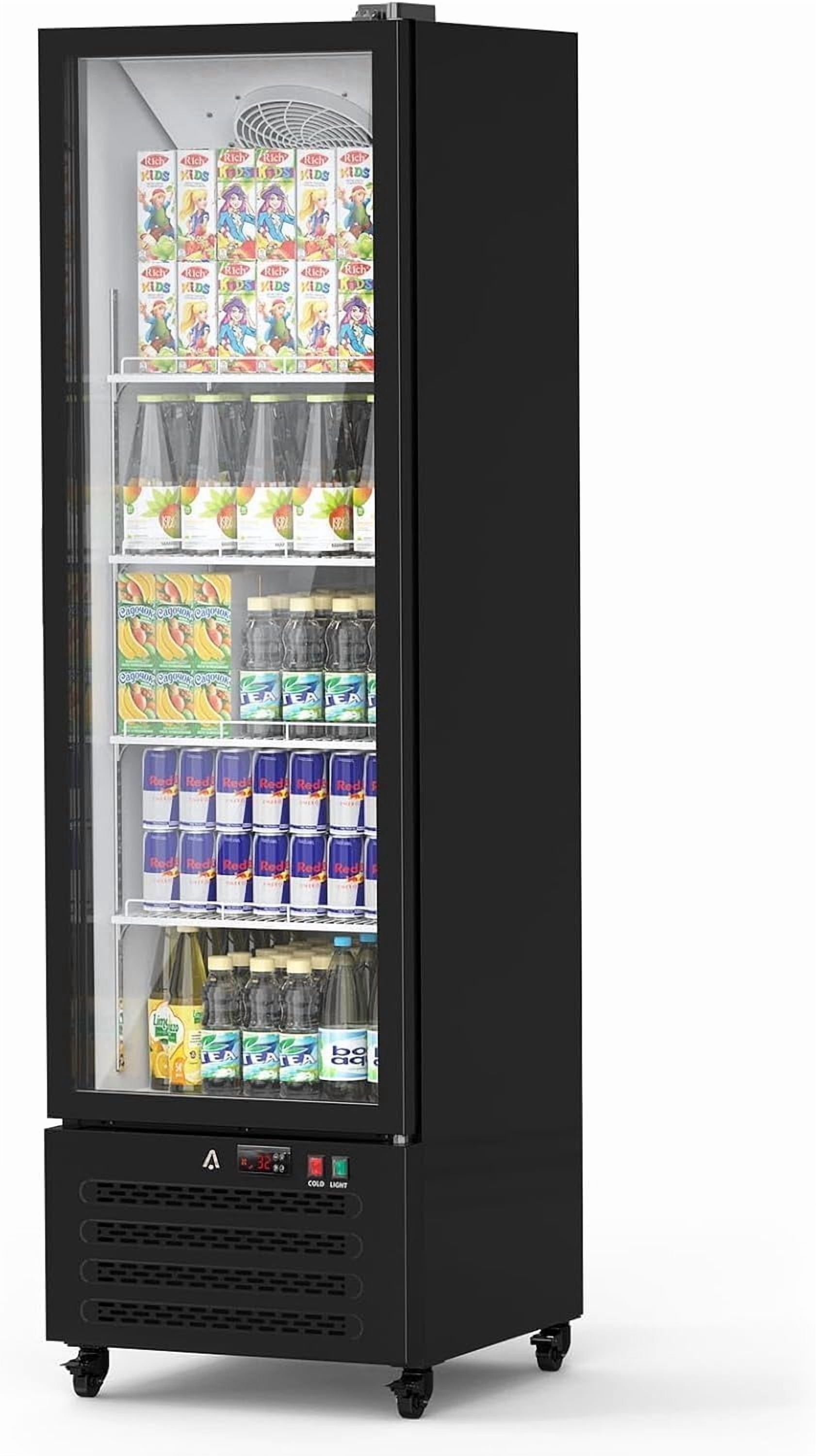 IdealHouse Commercial Beverage Refrigerator, 11.6 Cu. Ft. Upright Beverage Display Refrigerator with Double-Layer Glass Door and Adjustable Shelves, Freezer Beverage Cooler