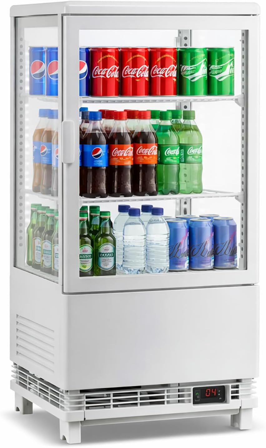 IdealHouse Commercial Countertop Display Refrigerator, 2.0 Cu.Ft Pastry Display Case with LED Lighting, Air Cooling, Rear Sliding Doors, Adjustable Shelves, Auto Defrost for Bakery, Cafe