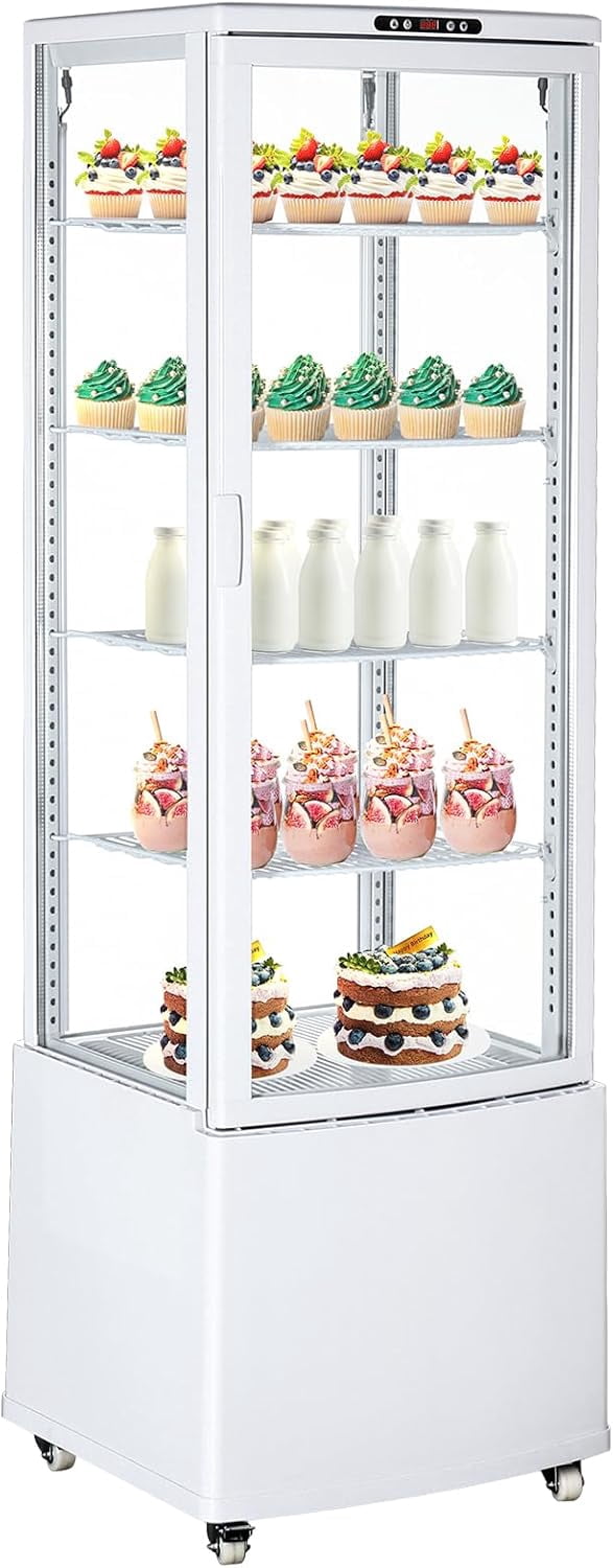 IdealHouse Commercial Display Refrigerator, 10.0 Cu. Ft./280L Countertop Pastry Refrigerated Display Case with Led Lighting, Air-Cooling, Frost-Free, Rear Sliding Door for Cafes Cakes, Stores