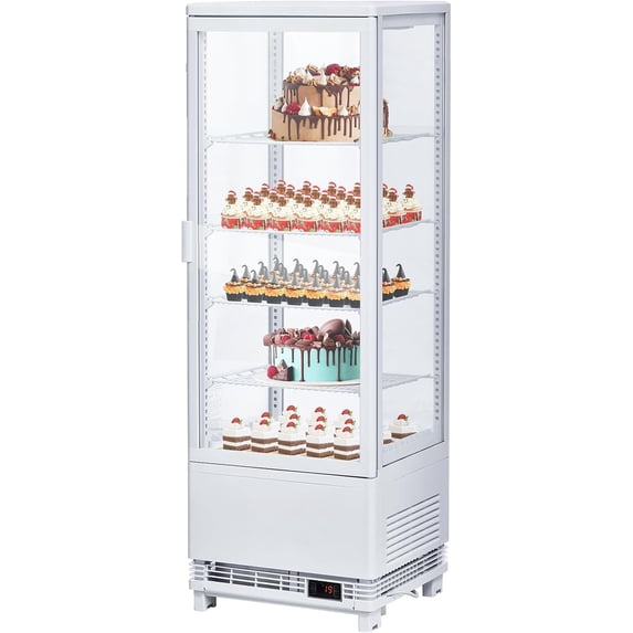 IdealHouse Commercial Display Refrigerator, 4.2 Cu.Ft Display Refrigerator Cooler with LED Lighting, Adjustable Shelves Glass Door Merchandiser Cooler, Automatic Defrost Freestanding Upright