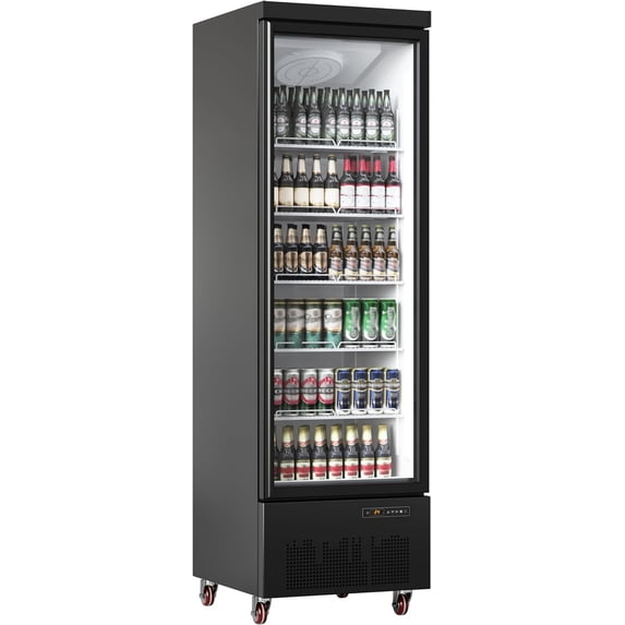 IdealHouse Commercial Refrigerator, 17.7Cu.Ft, Commercial Merchandiser Refrigerators with Glass Door and Led Light, Display Refrigerator Upright Fridge with 5 Adjustable Shelves, Single Door