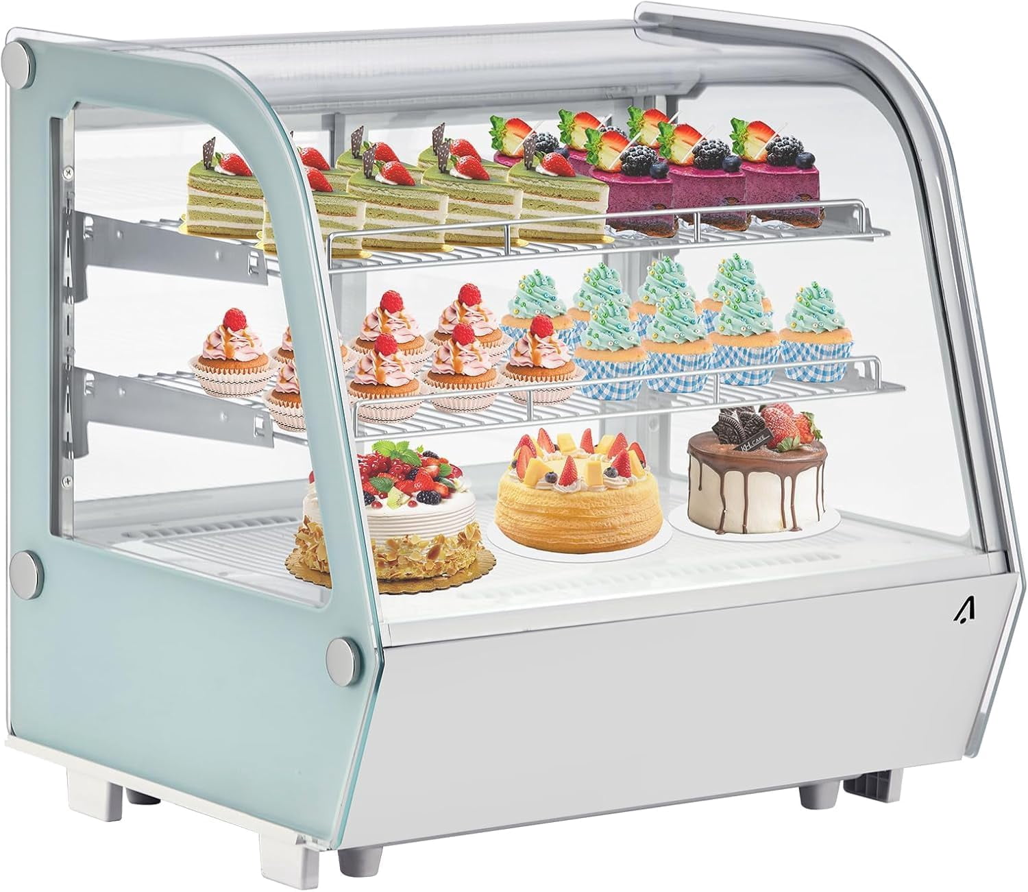 IdealHouse Commercial Refrigerator Display Case, 4.2 Cu.Ft. Refrigerated Display Case, Cake Fridge Countertop Pastry Display with Rear Sliding Door, LED Light, Adjustable Shelves