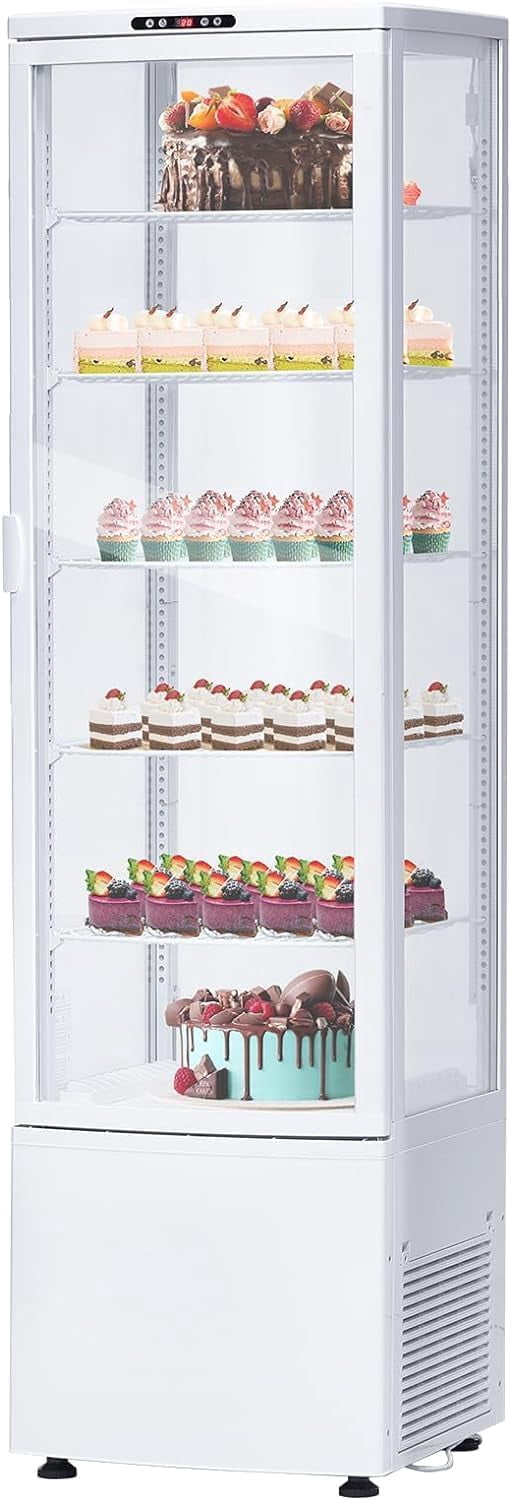 IdealHouse Commercial Refrigerator Display Case, 9.8 Cu.FT Display Fridge Single-Door Pastry Display Case with Interior LED Lighting, Double-Layered Glass Commercial Countertop Bakery