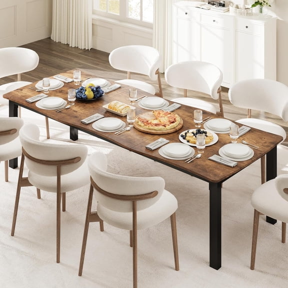 IdealHouse Dining Table for 6-8, 79 Inches Dining Room Table with Iron Legs, Waterproof Scratch-Resistant, Quick Assembly, 300Lbs Capacity, Kitchen Table for Dining Room, Kitchen, Retro Brown