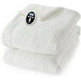 thumbnail image 1 of IdealHouse Heated Blanket, Dual-Sided Waffle Weave, 6 Heat Levels, LCD Controller, Machine Washable, White, 84x90 Inches, 1 of 7