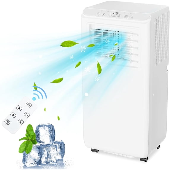 IdealHouse Portable Air Conditioner, 8000 BTU for Rooms up to 350 Sq. Ft, 3-in-1 Unit with Remote Control, Window Kit for Home, Office, Bedroom, White