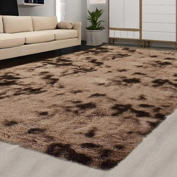 IdealHouse Super Soft Shaggy Area Rug, Fluffy Plush Carpet with Anti-Skid Backing, Durable & Cozy for Living Room, Bedroom, Kids Room & Nursery, 3x5 Feet Brown