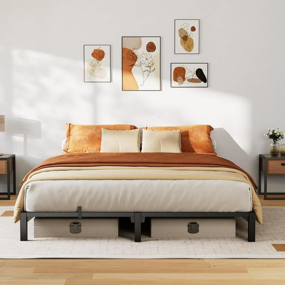 IdealHouse Twin Size Metal Platform Bed Frame, 14 Inch, No Screws Needed, Heavy Duty Steel, 800 lbs Capacity, Tool-Free Assembly, No Box Spring, Noise-Free