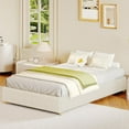 thumbnail image 1 of IdealHouse Twin Size Teddy Fleece Low Profile Cloud Bed Frame, Upholstered Platform, Solid Wood Legs, No Box Spring, Noise-Free, Easy Assembly, Cream, 1 of 8