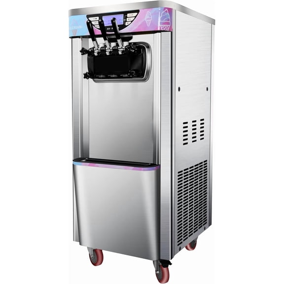 IdealHouse Vertical Soft Serve Ice Cream Maker with Single Control 3 Heads and 5" Screen, 42-46L/H, with LED Display, 2x8L Mix Tanks & 2 Freezing Cylinders, 3200W Ice Cream Machine