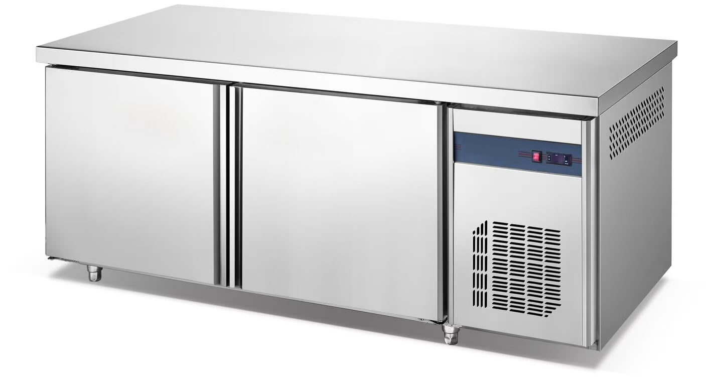 IdealHouse Worktop Undercounter Refrigerator for Restaurant, 74 Inch Double Door Stainless Steel, Commercial Counter, Fan Cooling, Adjustable Shelves, Food Prep Station for Bar, Cafe, Kitchen