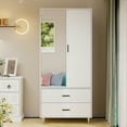 thumbnail image 1 of Idealcabin Freestanding Wardrobe Armoire With Drawers, Bedroom Wardrobe Closet for Hanging Clothes, Wood Cabinet with Shelves, 1 of 9