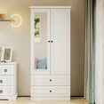 thumbnail image 1 of Idealcabin Freestanding Wardrobe Armoire With Drawers, Modern Bedroom Wardrobe Closet for Hanging Clothes, Wood Cabinet with Shelves, 1 of 7