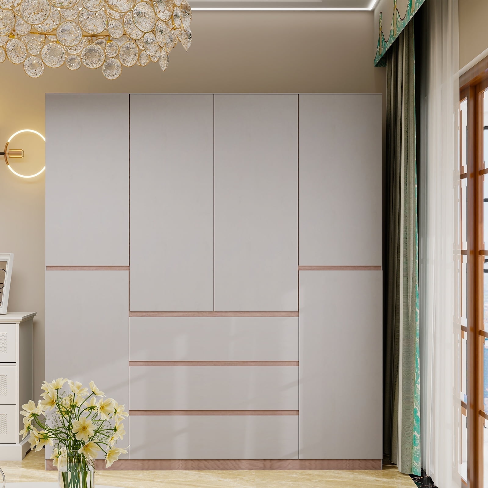 Idealcabin Freestanding Wardrobe Armoire With Drawers, Modern Bedroom ...