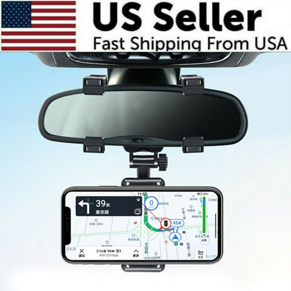 Idealforce 360 Adjustable Rear View Mirror Car Mount for Smartphones, with Non-Slip Silicone, New