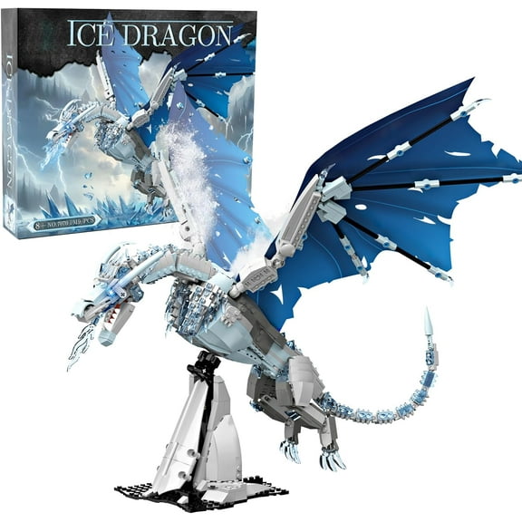 Ideas Ice Dragon Building SetCompatible with Mainstream Brands Adults Collectible MOC Dragon Model STEM Toy for GOT Fans Home Decor (1019 PCS)