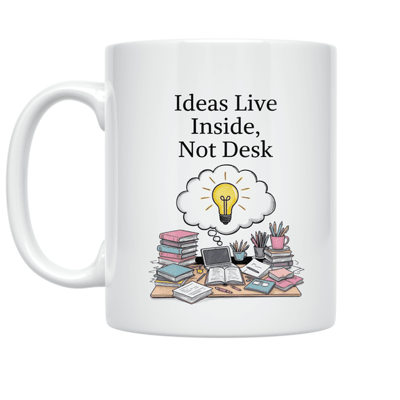 Ideas Live Inside, Not Desk - Creative Workspace Enthusiast - 11 oz Ceramic Coffee Mug