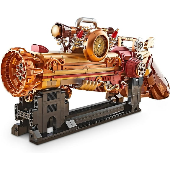 Ideas Steampunk Mechanical Gun Weapon Building Blocks Set for Adults, Gun Building Kit with a Base for Display, 899 PCS Classic Toy Weapon Model Collection Gifts for Teens 14+