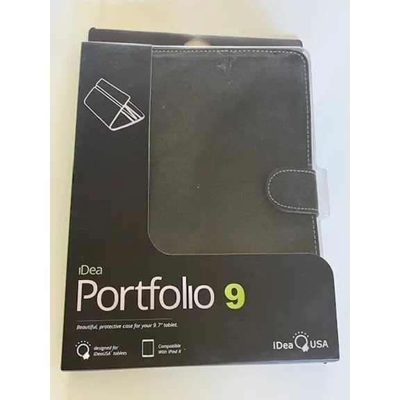Ideausa Portfolio 9 - Black Leather Portfolio Cover For 9.7" Tablets -New In Box