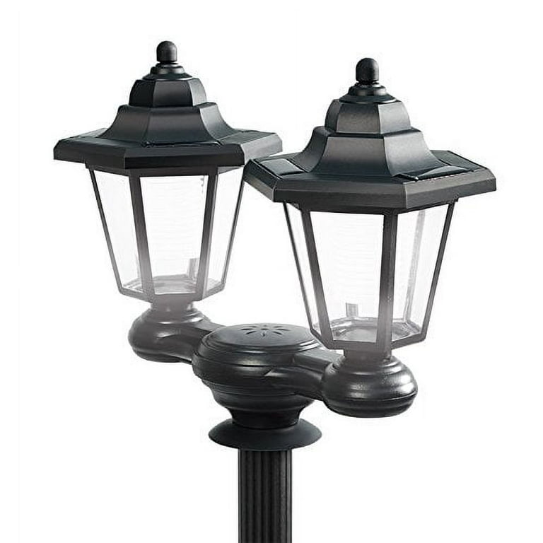 Dual Head Black Outdoor LED Solar Post Lamp Dual Head Black Outdoor LED Solar Post Lamp