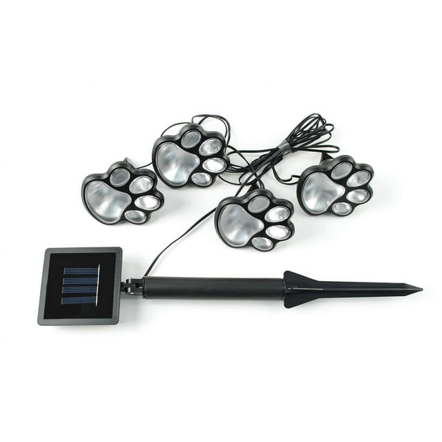 Ideaworks JB7356 Dog Paw Solar Lights Outdoor Panels - Bright Energy Efficient and Perfect for your Garden - 4 pc Set, Black