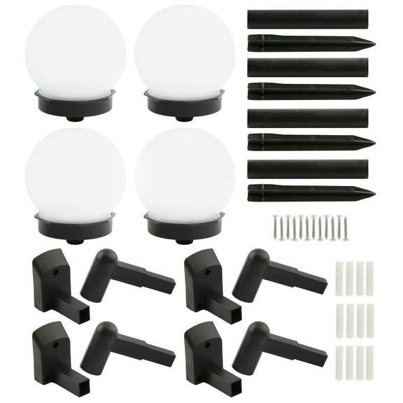 Ideaworks Outdoor Solar Globe Wall Mount or Ground Light, 4 Pack