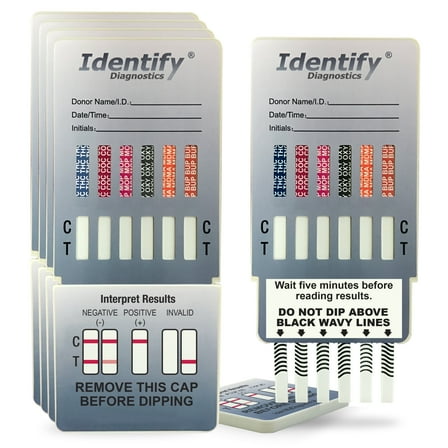 Identify Diagnostics 12 Panel Drug Test Dip Card - 5 Pack - CLIA Waived Instant Urine Drug Test Kit