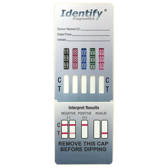 Identify Diagnostics 5 Panel Drug Test Dip Card - 5 Pack - CLIA Waived Instant Urine Drug Test Kit