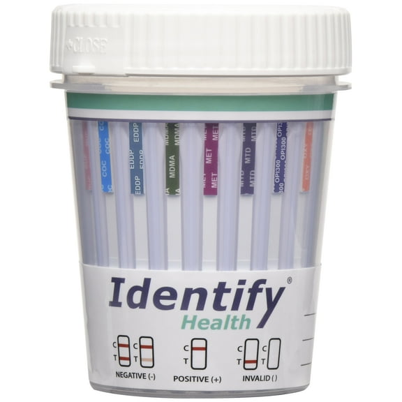Identify Health 14 Panel Drug Test Cup - 25 Pack - CLIA Waived Instant Urine Drug Test Kit - 6 Adults