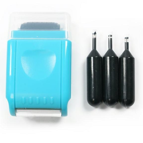 Identify Theft Protection Confidential ID Guard Wide Roller Stamp w/ 3 Ink Refill - Blue