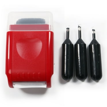 Identify Theft Protection Confidential ID Guard Wide Roller Stamp w/ 3 Ink Refill - Red