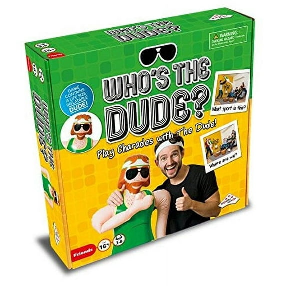Identity Games Who's The Dude Charades-Game - Use The Life Size Inflatable Dude to Act Out up to 440 Hilarious Scenarios - Ages 16+