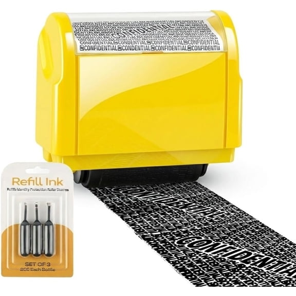 Identity Protection Roller , Id Defender Roller , Confidential , Address Blocker Roller for Your and (3 Refill Ink Included)