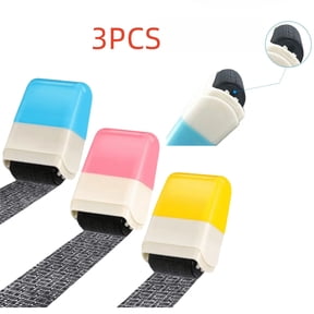 Identity Protection Roller Stamp 3 Pack, Privacy Security Stamp for ID Blockout & Address Blocker, Blue Yellow Pink