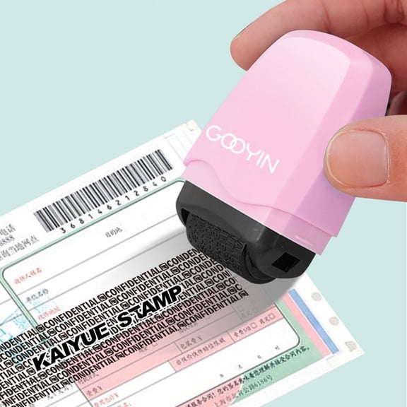 Identity Protection Roller Stamps, Identity Theft Protection Roller Stamp for ID Blockout, Data Defender Roller Stamps,Privacy Confidential and Address Blocker Stamp,Pink