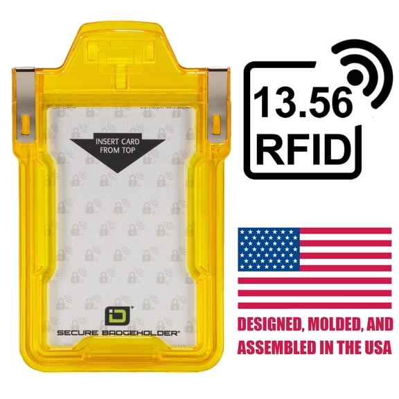 Identity Stronghold - Secure RFID Badge Holder for 1 Card - Heavy Duty Hard Plastic ID Badge Holder