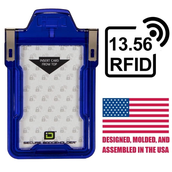 Identity Stronghold - Secure RFID Badge Holder for 1 Card - Heavy Duty Hard Plastic ID Badge Holder