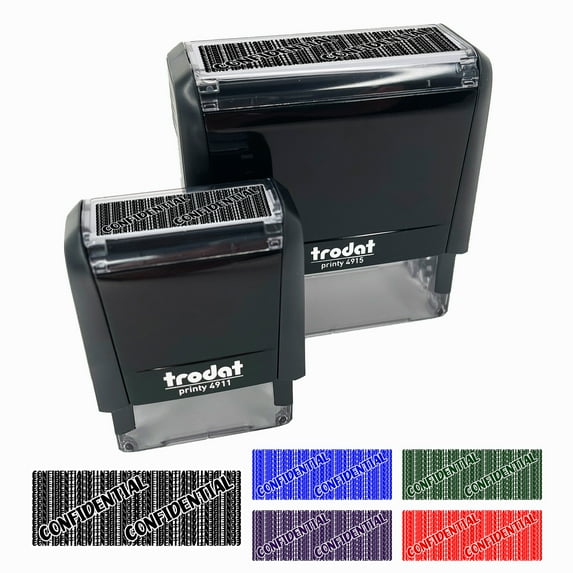 Identity Theft Protection Confidential Self-Inking Rubber Stamp Ink Stamper for Business Office - Purple Ink - Small 1-1/2 Inch