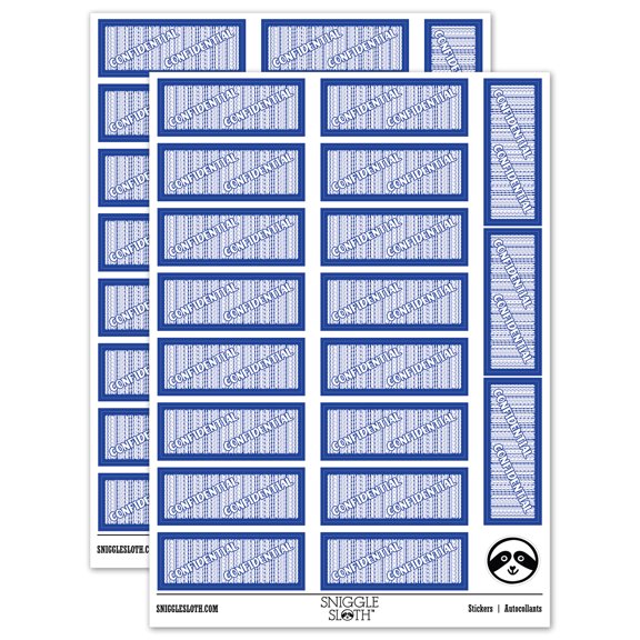 Identity Theft Protection Confidential Sticker Set - Dark Blue - Gloss Finish - 2.00" Large