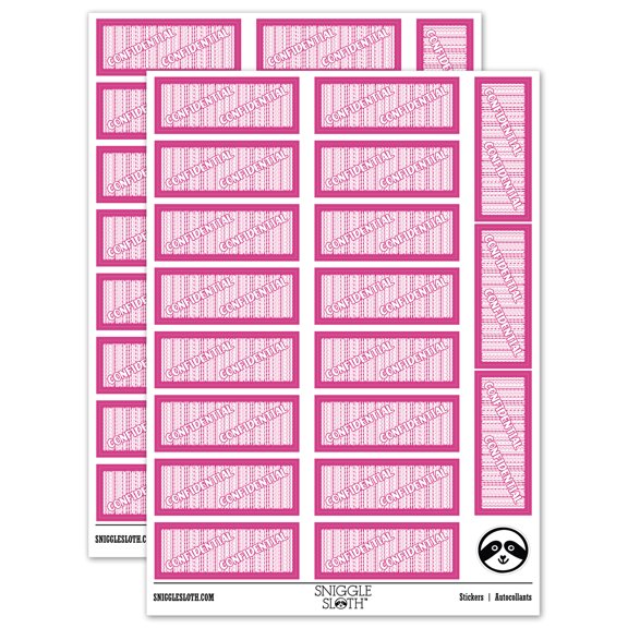 Identity Theft Protection Confidential Sticker Set - Hot Pink - Gloss Finish - 2.00" Large